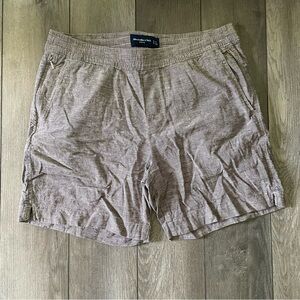 Brown Cotton & Linen Shorts
